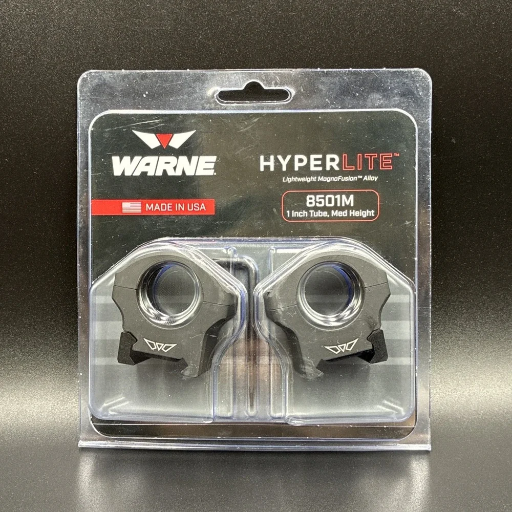 Warne HyperLite Scope Rings 1 Inch Medium Matte 8501M USA Made NEW